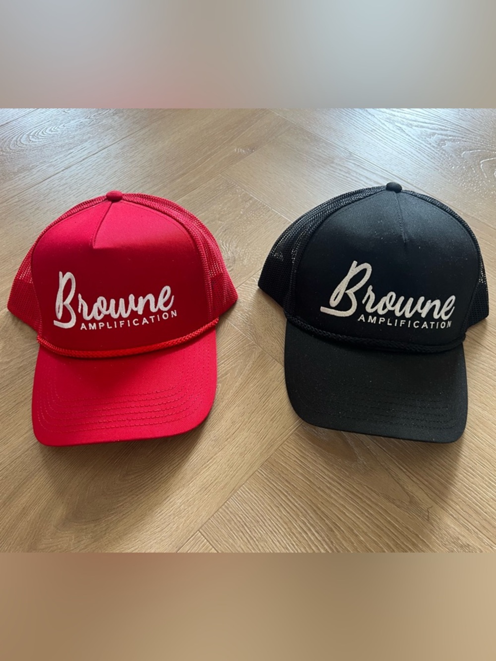 2 Browne Amplification Trucker hats